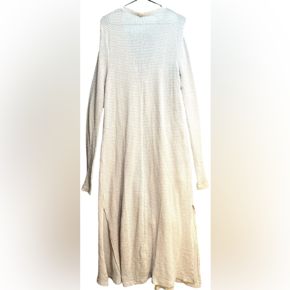 JBH* In Loom Tan Long waffle knit Cardigan Duster with Side Slits - Picture 2 of 4